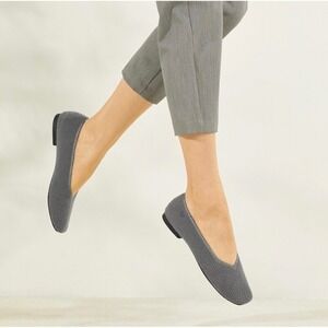 VIVAIA Gray Knit Flats Women's | Sustainable Comfort Slip-On Ballet Shoes US/10